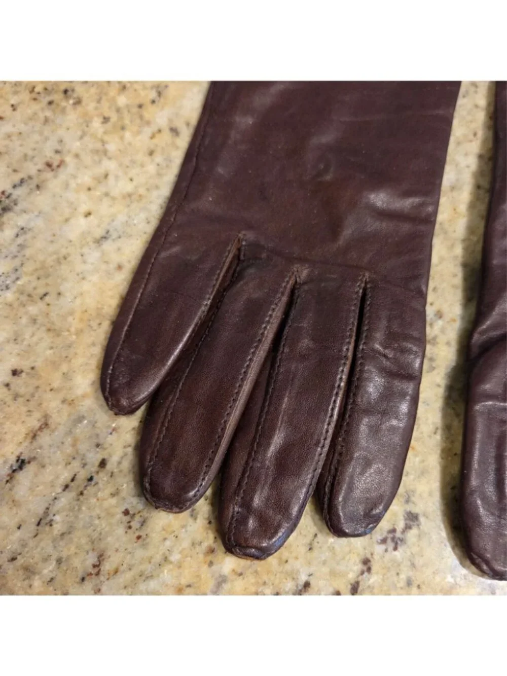 Vintage Womens Size M 7 Brown Leather Knit Lined Gloves Grandoe